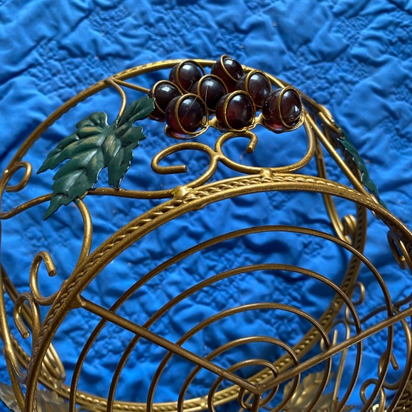Fruit basket, metal (brass?) and glass. - Picture 3 of 3